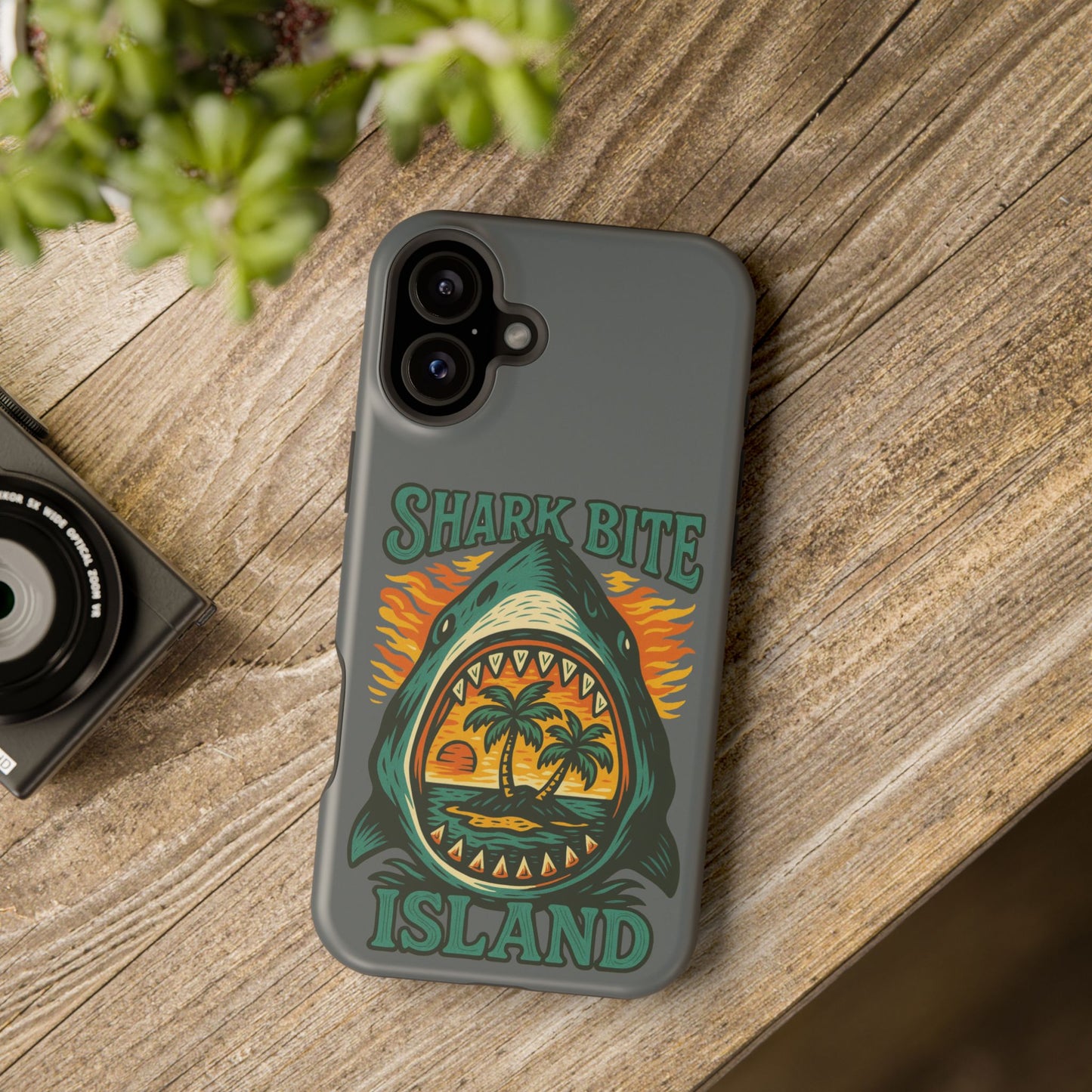 Shark Bite Island Phone Case, Magnetic Tough Case - iPhone